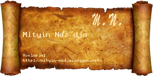 Mityin Nádja névjegykártya